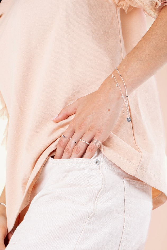 Bague chaînette Chance - Spinelle - Argent