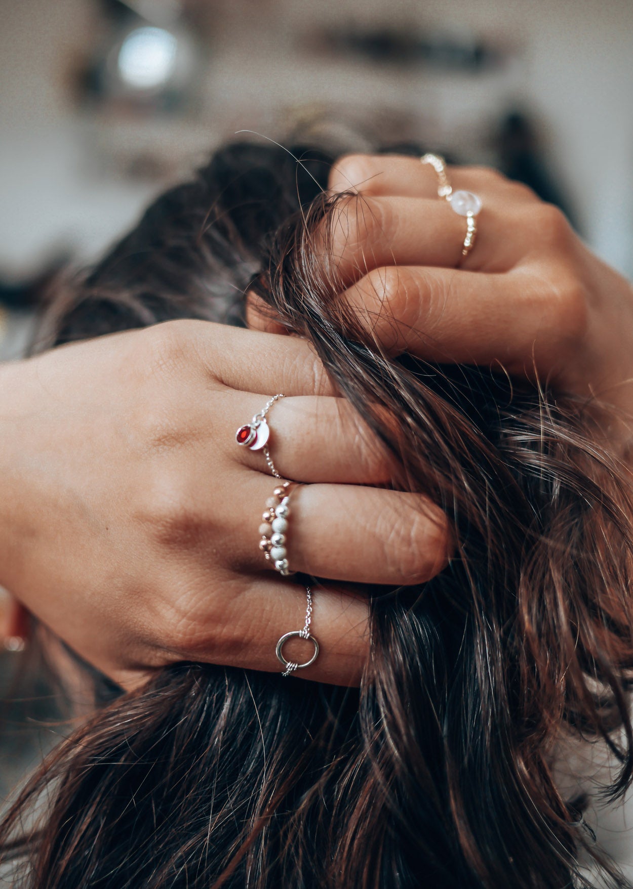 Sultane chain ring - mini swarovski crystal