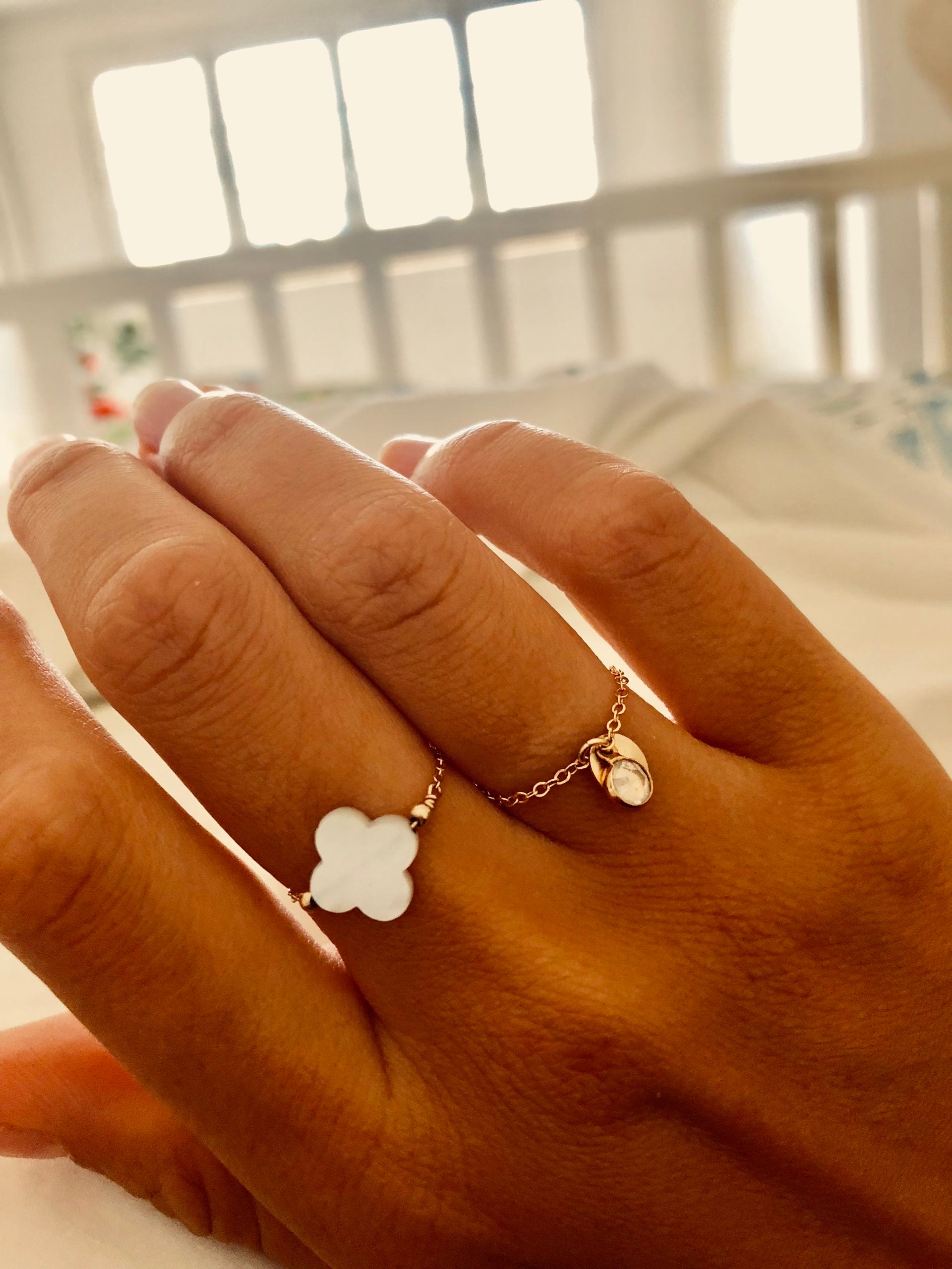 Sultane chain ring - mini swarovski crystal