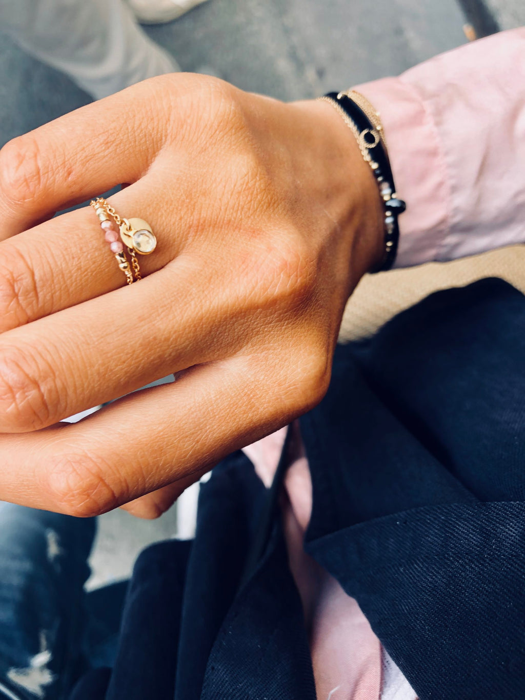 Sultane chain ring - mini swarovski crystal