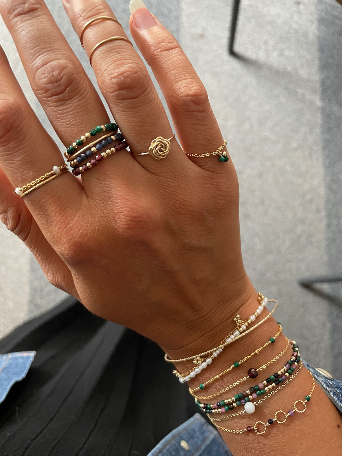 Satellite chain ring - cultured pearls